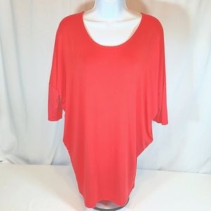 Agnes & Dora Women's 3/4 Sleeve Orange Red Tee Shirt Size Large